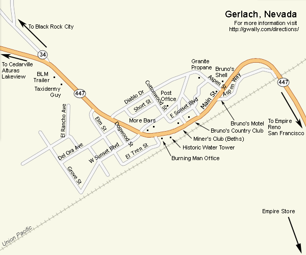 map of nevada with cities. A map of Gerlach, Nevada to