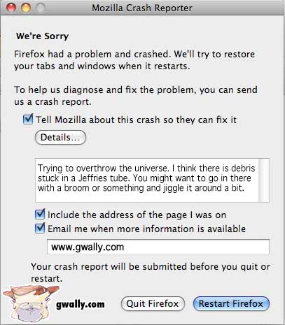 Firefox Prank: Overthrow the universe